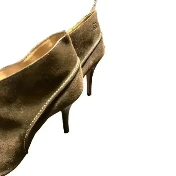 Coach Open Toe Dark Olive Green Suede Ankle Boot /High Heel - Picture 3 of 16